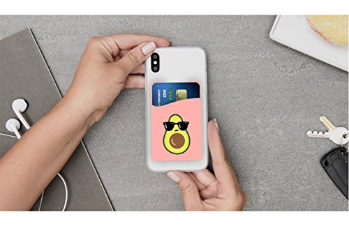 (Two) Avocado and Pineapple cell phone stick on wallet card holder phone pocket for iPhone, Android and all smartphones.