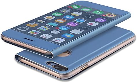 Case for iPhone 6 6s Plus Flip Mirror Plating Cover For iPhone 6Plus (Blue)
