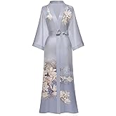 Women's Long Kimono Robe Floral Silk Robe Satin Silky Bathrobe Sleepwear Bridesmaid Wedding Robes