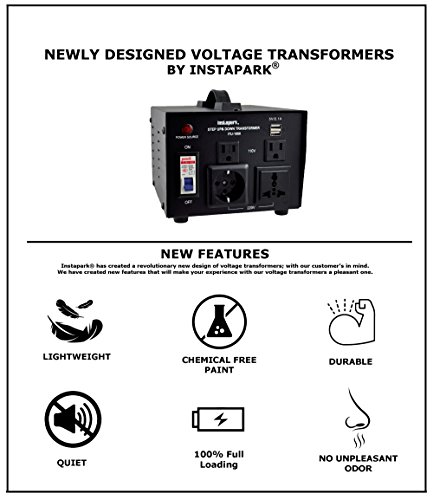 Instapark ITU-500 Voltage Converter: AC 110V / 220V 500W Step-up and Step-Down AC Voltage Transformer with Maximum Load Capacity (MLC) - 500 Watts