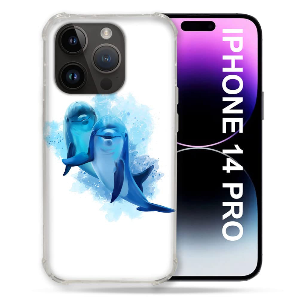 Cokitec Case for iPhone 14 Pro (6.1) Animal Dolphin Duo