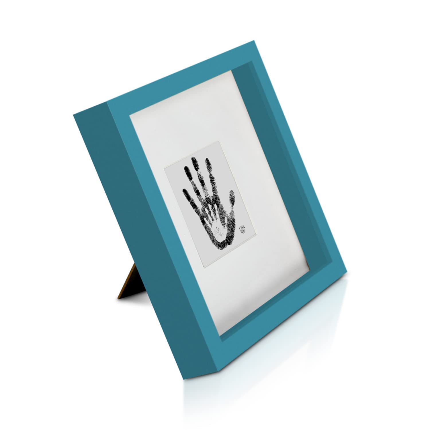 Classic by Casa Chic - Solid Wood Box Frame - 9x9 inch (23x23cm) Photo Frame - 3D Shadow Effect - Mount for 4x4 inch (10x10cm) Picture - Glass Front - Teal