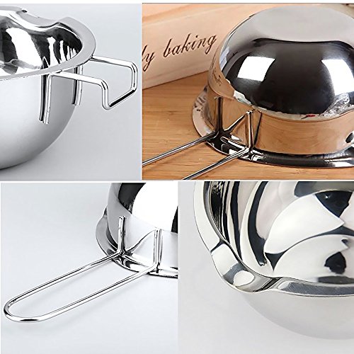 7TECH Stainless Steel Universal Melting Pot,Universal Double Boiler Insert,Double Spouts&Flat Bottom, Heat-resistant Handle, Melting Pot for Chocolate Butter Carame.(18/8 Steel) - Thumbnail 2