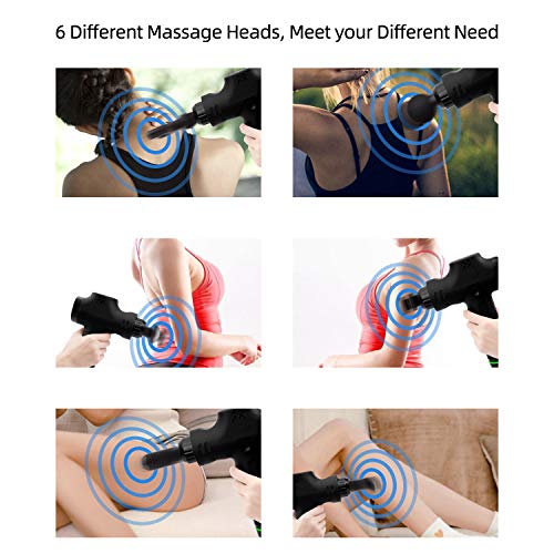 Massage Gun Deep Tissue Percussion Muscle Massager for Pain Relief, Handheld Electric Body Massager with 20 Adjustable Speed, 6 Head, Quiet & Comfortable Muscle Soreness Relieves - Thumbnail 3