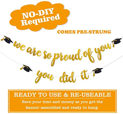 We Are So Proud Of You Banner No Diy Large 8x6 Inch Shiny Gold Graduation Banner 21 Graduation Decorations 21 Black And Gold Nursing Graduation Party Supplies 21 Army Party Decorations Pricepulse