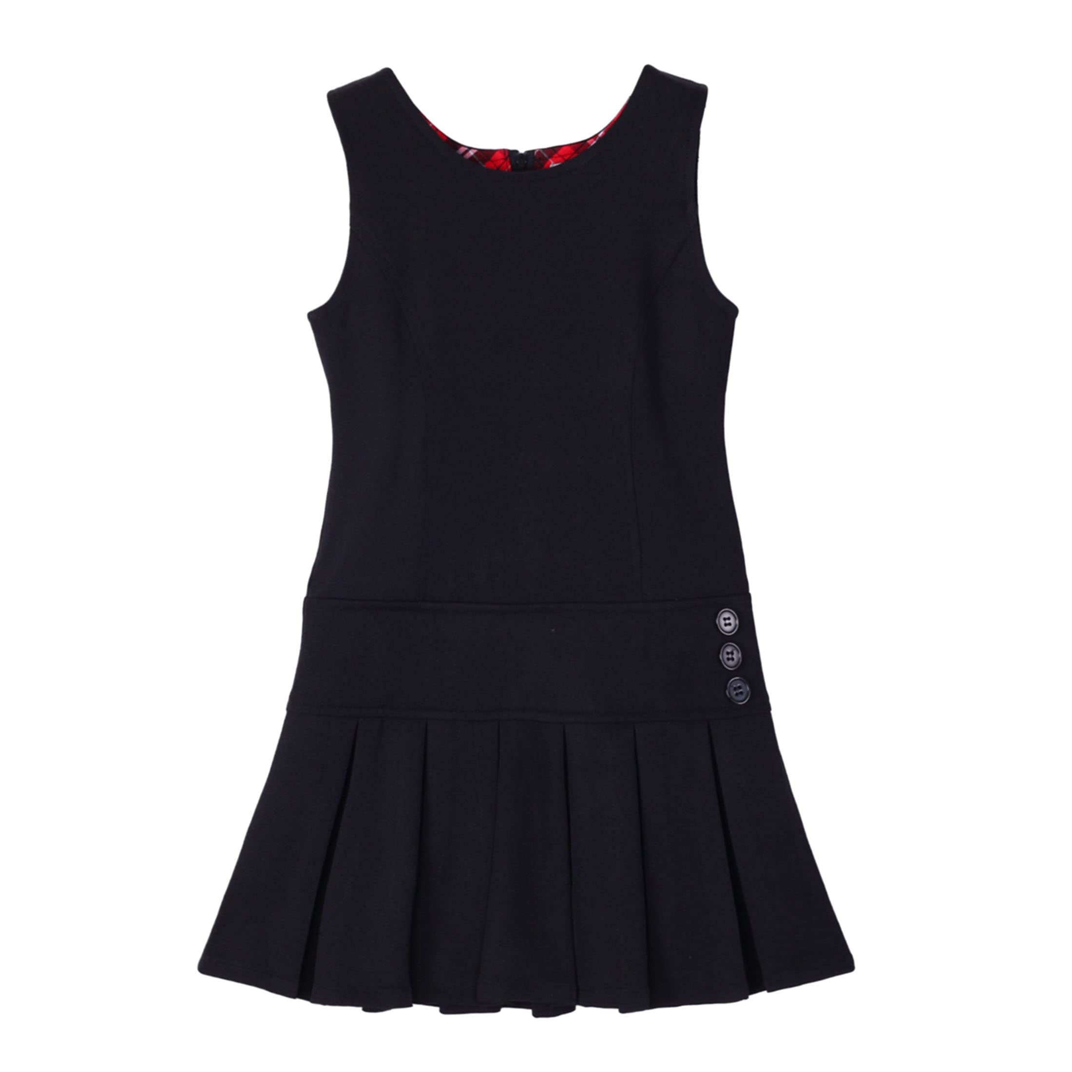 Bienzoe Girls School Uniform Jumper: Stretch Fit Pleated Hem Kids Sleeveless Jumper Black 4