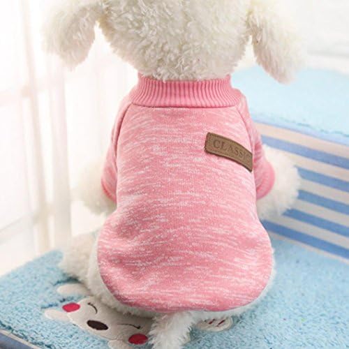 Pet Sweater Daoroka Dog Cat Puppy Classic Fleece Sweater Clothes Warm Winter Apparel Girl Boy Pet Fashion Cute Costume (S, Pink)