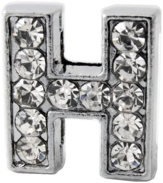 12x Letter "H" Rhinestone Slide Charm,8mm
