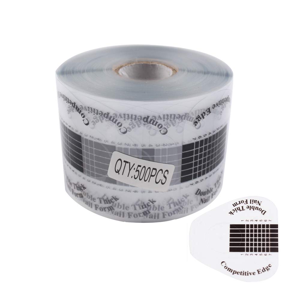 BeautyLeader 500Pcs PVC Nail Extension Forms Black Color Design Nail Bulider Sticker Rroll Manicure Tool
