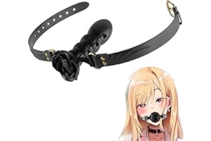 Silicone Rose Mouth Realistic Dildo Gag - Breathable Open Mouth Gag Ball,Adjustable Strap on Mouth Gag for BDSM Play,Adult Bo