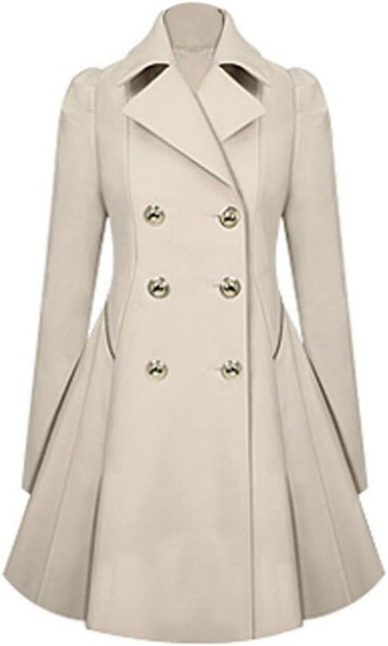 LILICAT Womens Overcoat, Fashion Women Coats, Women Long Parka Coat Lapel Neck Outwear Winter Warm Trench Jacket Coats Double Breasted Slim (Beige, Size:M)