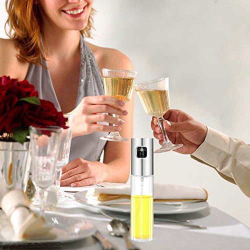 Olive Oil Sprayer, Food-grade Glass Oil Spray Bottle Oil Misters Vinegar Bottle Oil Dispenser for Cooking, BBQ, Salad, Kitchen Baking, Roasting, Frying, 3.42 oz
