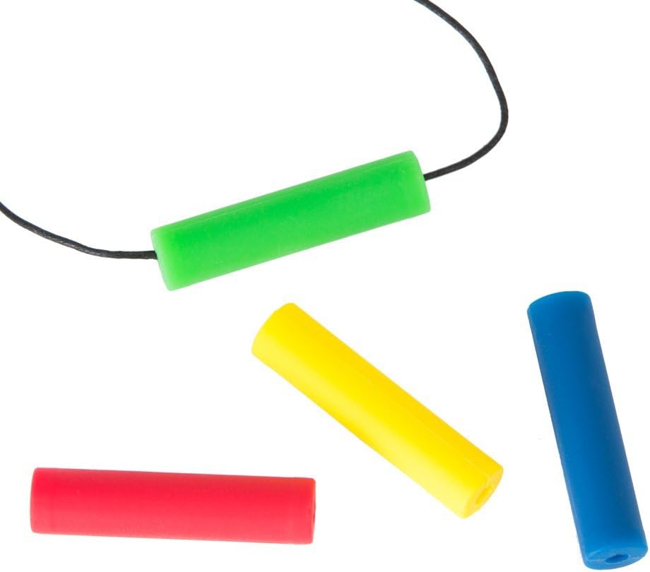 Chewigem - Smooth, Robust, Multipurpose, Discreet, Chewable Necklace & Stimming Aid - Great for hoody strings or as a necklace - (3 Spares) Designed for Anxiety Reduction & Improved Focus. Created as a calming aid for Sensory Processing Difficulties - Autism - ADHD (Chubes Necklace - rainbow)