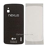 LG Google Nexus 4 E960 Back Door Battery Cover Glass Only Black Color Replacement Part