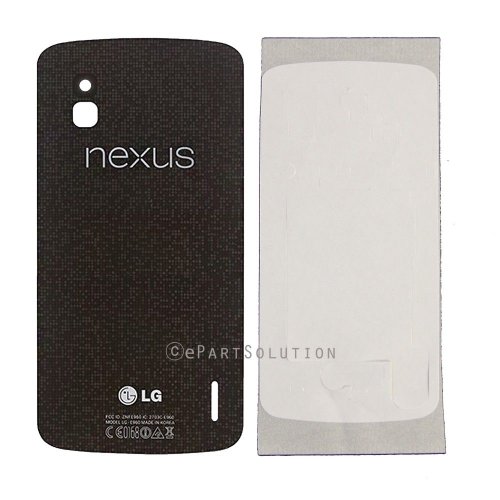 LG Google Nexus 4 E960 Back Door Battery Cover Glass Only Black Color Replacement Part