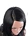 Kalyss Long Wavy Curly Black 1B Yaki Synthetic Wig for Women Side L Parting Heat Resistant Premium Human-Hair-Like Sheen Natural Looking Full Thick Women's Hair Replacement Wig,24 Inches