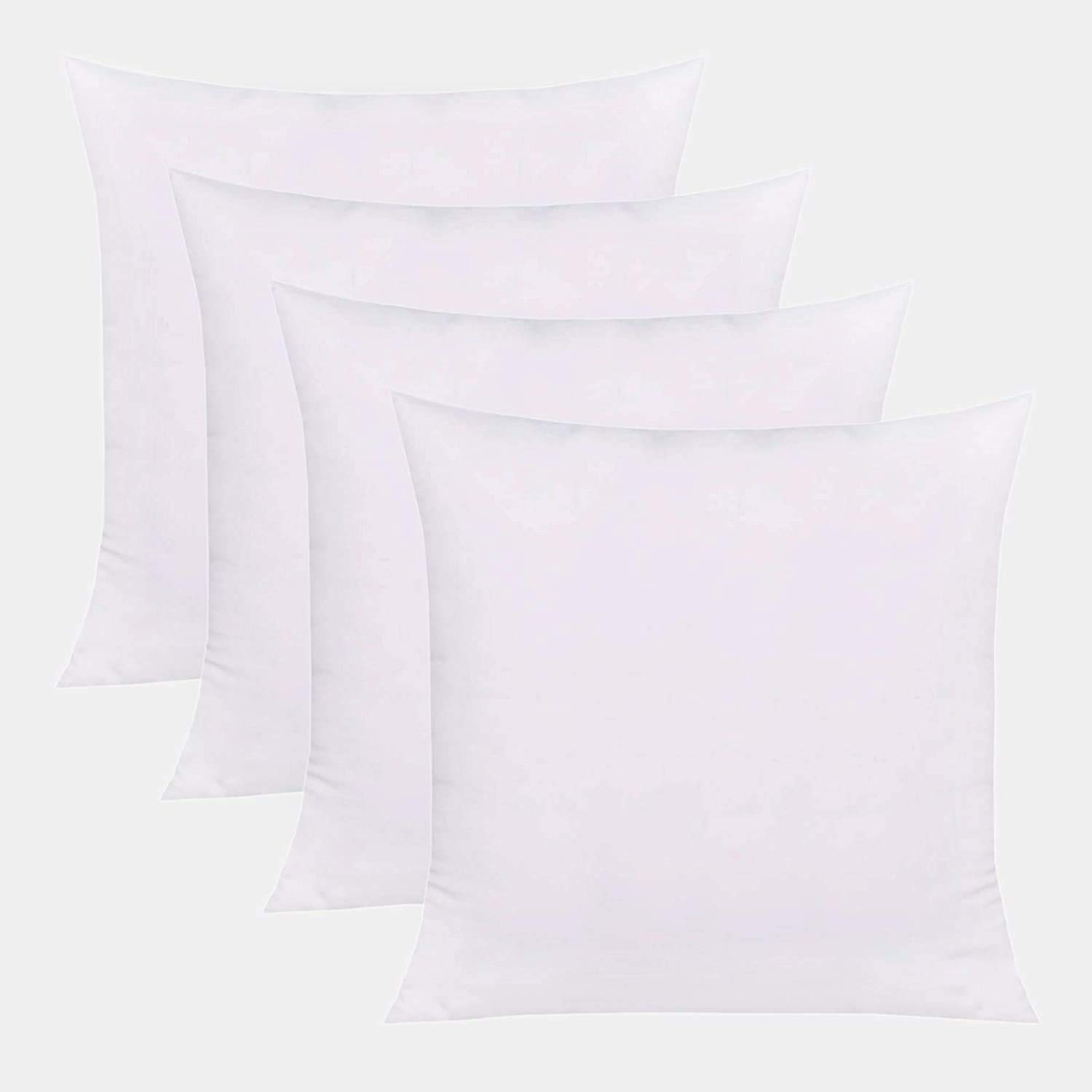 SONNASOFT 16 x 16 Pillow Inserts (Set of 4) - Throw Pillow Inserts with 100% Cotton Cover - 16 Inch Square Interior Sofa Pillow Inserts - Decorative Pillow Insert Pair - White Couch Pillow