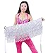 MUNAFIE Women's Belly Dance Hip Scarf Performance Outfits Skirt Festival Clothing Silver,One Size