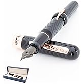 Conklin Mark Twain Crescent Filler Fountain Pen - Black Chase with 18 Karat Rose Gold Trim - Flex Nib