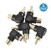 Electop 5 Pack RCA Male to RCA Female Right Angle Adapter 90 Degree Connector Black