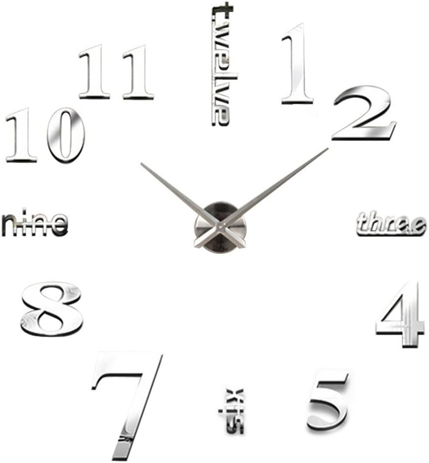 DEEWISH Uhrwerk, DIY Wanduhr Acryl Moderne 3D Spiegel