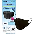 (Pack of 10) Black Disposable KF-94 Face Mask, 4-Layer Filters, Made in Korea, Nose Mouth Covering Dust Mask (individual Packed)(Black Color)