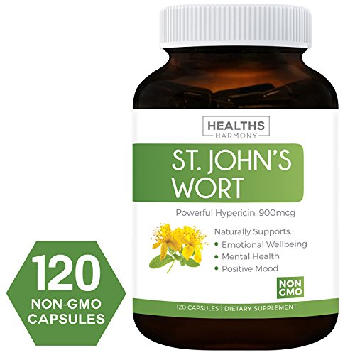 Best St. John's Wort 500mg 120 Capsules (Non-GMO) Powerful 900mcg Hypericin Saint Johns Wort Extract for Mood, Tincture & Mental Health - No Oil or Pills - Supplement