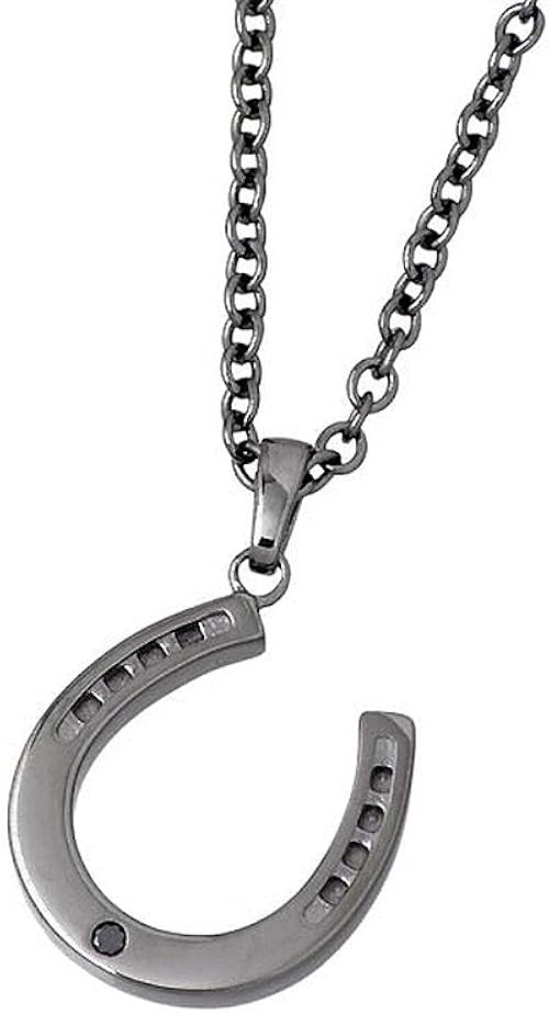 Amazon Close To Me クロストゥーミー ホースシュー シルバー ネックレス ブラックダイヤモンド 馬蹄 メンズ Sn13 195 ネックレス 通販