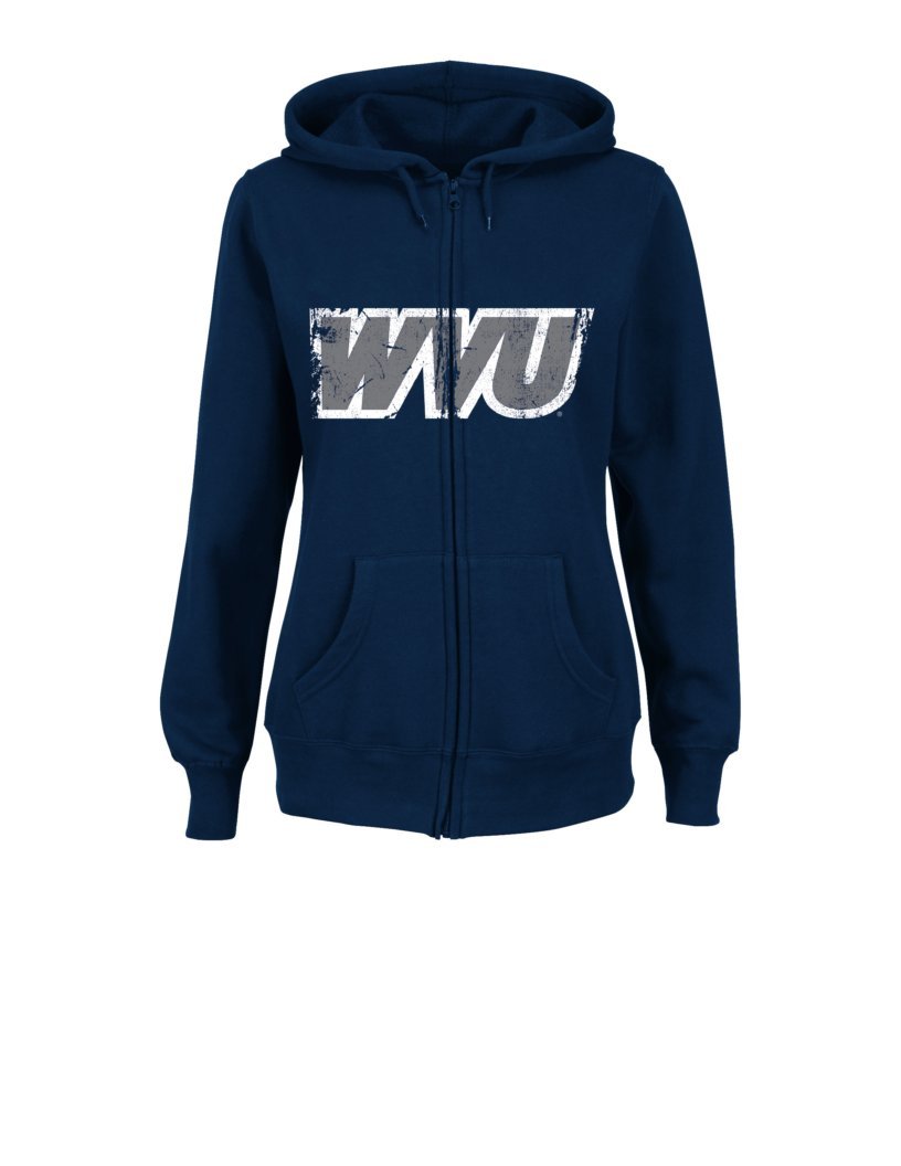 VF LSG NCAA West Virginia Mountaineers Women's Sudden Victory Long Sleeve Full Zipper Fleece Hoodie, Large, Navy