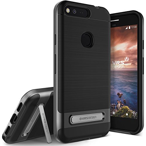 Google Pixel XL Case, VRS Design [High Pro Shield Series] Brushed Military Grade Protection with Metal Kickstand for Google Pixel XL 2016 - Satin Silver