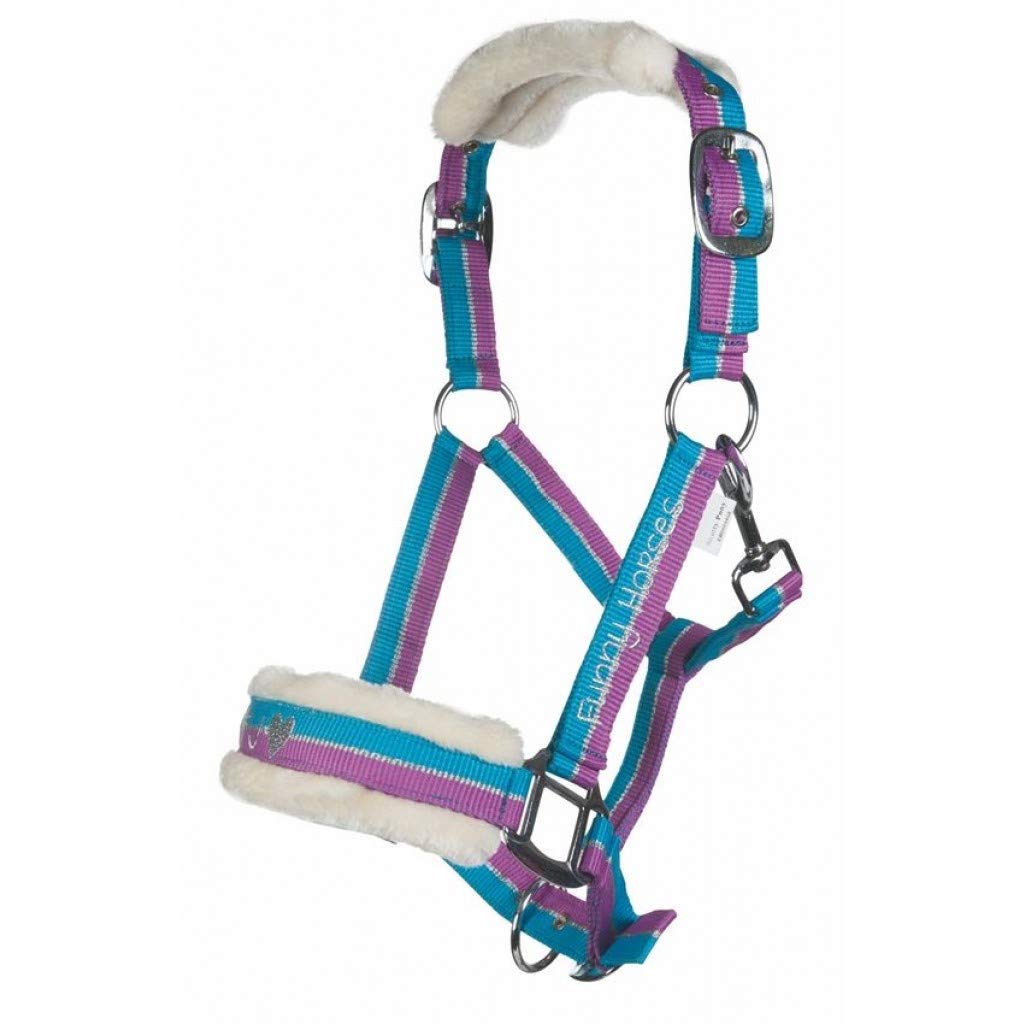 HKM Funny Horses Head Collar Purple/Aqua/Silver Pony