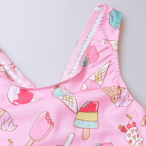 QPANCY Swimsuits for Little Girls 6t One Piece Ice Cream Bathing Suits Kid Beach Outfit - Thumbnail 6