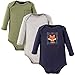 Hudson Baby Unisex Baby Cotton Long-sleeve Bodysuits, Fox 3-Pack, 3-6 Months