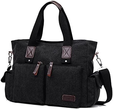 Younet Men's Canvas Pack Designed to Protect Laptops up to 14" Black