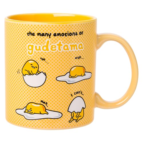 Silver Buffalo Sanrio The Many Emotions of Gudetama Lazy Egg Ceramic Mug, 20 Ou…