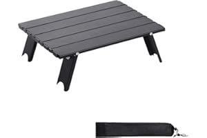Moosinily Camping Table Small Foldable Table Aluminum Mini Beach Table with Carry Bag Roll Up Portable Table for Outdoor Indoor Beach Card Play Travel Hiking Black