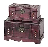 Vintiquewise(TM) Antique Old Wooden Trunk/Treasure Chest, Set of 2