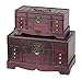 Vintiquewise(TM) Antique Old Wooden Trunk/Treasure Chest, Set of 2