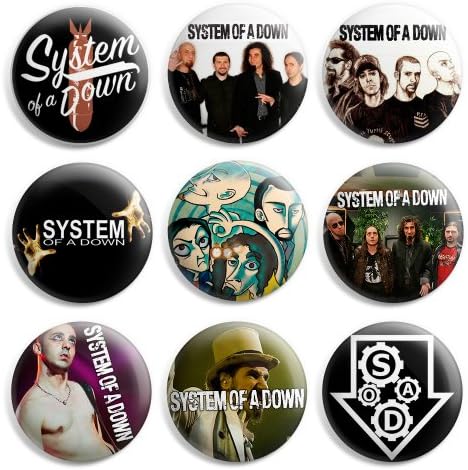 System Of A Down Pinback Buttons Pin Badges 1 Inch (25mm) - Pack of 9