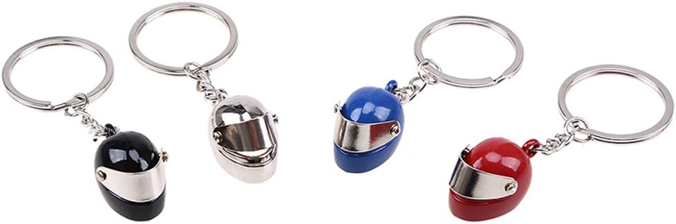 Fashion Metal Motorcycle Helmet Keychain, Men's and Women's Classic Keychain, 4PCS