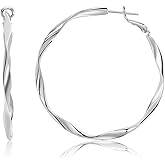 Surrounded Forest Rose gold/White gold/Yellow Gold Plated Hoop Earrings Lightweight Hoop Earrings For Women 1in 2in