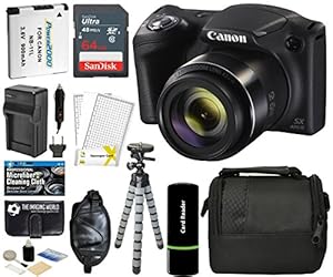 Canon PowerShot SX420 IS Digital Camera (Black) with 20MP, 42x Optical Zoom, 720p HD Video & Built-In Wi-Fi + 64GB Card + Reader + Grip + Spare Battery and Charger + Tripod + Complete Accessory Bundle