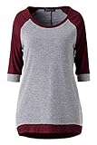 Zattcas Womens Slouchy Dolman Tunic 3/4 Sleeve Raglan T Shirt Tops (Large, Burgundy-no pocket)