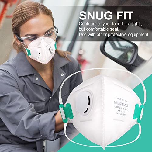 LotFancy NIOSH N95 Mask, 10PCS Particulate Respirator with Breathing