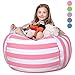 Wekapo Stuffed Animal Storage Bean Bag Chair Cover for Kids | Stuffable Zipper Beanbag for Organizing Children Plush Toys Large Premium Cotton Canvas (Pink, X-Large)