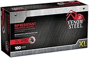 Venom Steel Industrial Nitrile Gloves, 6 mil, 2 Layer Rip Resistant, XL, 100 Count , Black