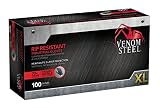 Venom Steel Nitrile Gloves, Rip Resistant Disposable Latex Free Black Gloves, 2 Layer Gloves, 6 mil Thick, X-Large(Pack of 100)