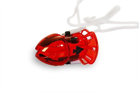 Peniskäfig Electro Sex Cockcage e-stimulation Birdlocked Male Chastity device mit Steuergerät in rot für BDSM Liebhaber