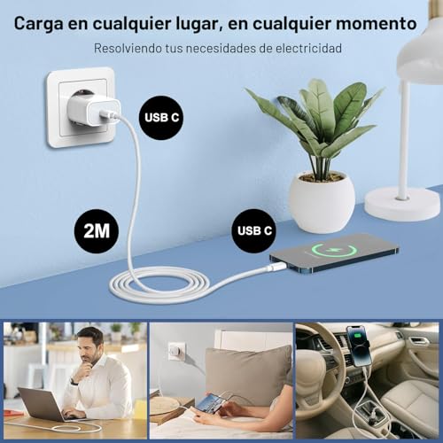 30W Fast Charging Charger for iPhone 17 16 15/16 15 Pro/16 15 Pro Max/16 15 Plus/iPad 10 Generation iPad Pro, USB C Charger Fast Charging Charger Type C Adapter with Nylon Braided USB C Cable 2M