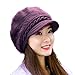HINDAWI Winter Hat Warm Knit Snow Ski Outdoor Crochet Womens Hats Skull Cap with Visor Fuchsia